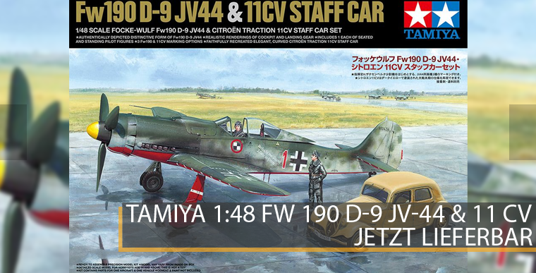 Tamiya 25213 Focke Wulf Fw 190D-9 JV 44 & Citroen 11CV - 1:48