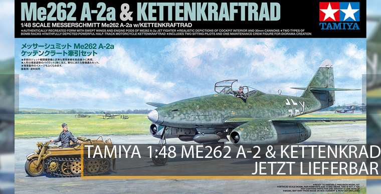 Tamiya 25215 Messerschmitt Me 262 A2-a & Kettenkraftrad - 1:48