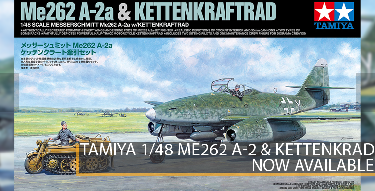 Tamiya 25215 Messerschmitt Me 262 A2-a & Kettenkraftrad - 1/48
