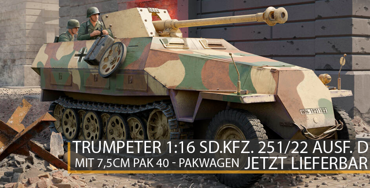 Trumpeter 00943 Sd.Kfz. 251/22 mit 7,5cm PAK 40 Pakwagen - 1:16