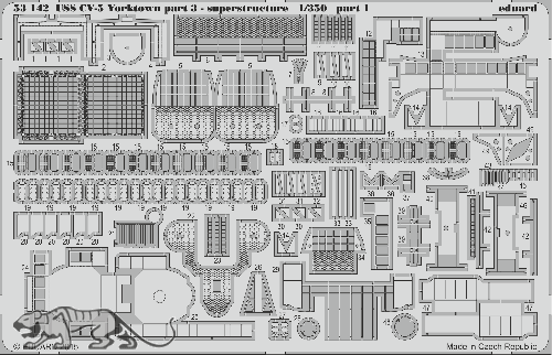 Photo-Etched Parts for 1/350 USS Yorktown CV-5 - Superstructure - Merit 63501 - 1/350