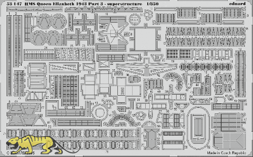 Fotoätzteile für 1:350 HMS Queen Elizabeth - Aufbauten - Trumpeter 05324 - 1:350