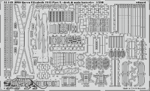 Fotoätzteile für 1:350 HMS Queen Elizabeth - Deck & Hauptgeschütze - Trumpeter 05324 - 1:350