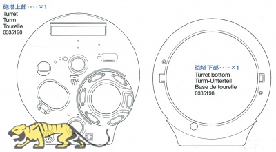 Turm und Turmunterteil für Tamiya Sherman (56014) 1:16