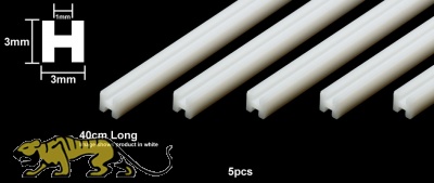 Plastikprofil - Klar / Transparent - H Profil - 3mm - 40cm - 5 Stück