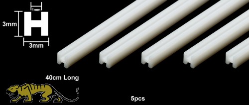 Plastic Beams - H Profile - 3mm - 40cm - 5pcs