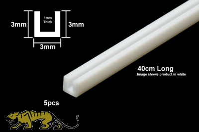 Plastic Beams - U Profile - Clear 3 x 3 mm - 40cm - 5pcs
