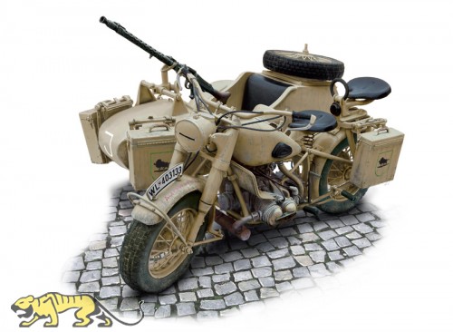 Deutsche Wehrmacht Motorrad mit Beiwagen - BMW R75 - 1:9