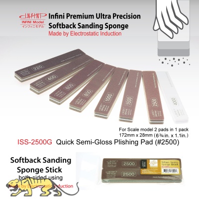 Softback Sanding Sponge Stick - Quick Semi-Gloss Polishing Pad #2500 - 172mm x 28mm - 2 pcs.