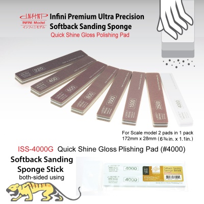 Softback Sanding Sponge Stick - Quick Shine-Gloss Polishing Pad #4000 - 172mm x 28mm - 2 pcs.