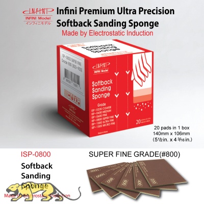 Softback Sanding Sponge Box - Super Fine #800 - 140mm x 106mm - 20 pcs.