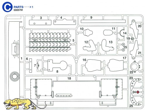 C Teile (C1-C25) für Tamiya Tiger I (56010) 1:16