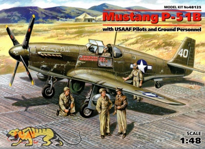 Mustang P-51B - mit USAAF Piloten und Bodenpersonal - 1:48