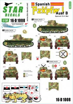 Panzer I - Ausf. B - Spanischer Bürgerkrieg - Abziehbilder Set - 1:16