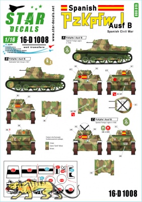 Panzer I - Ausf. B - Spanish Civil War - Decal Set - 1/16