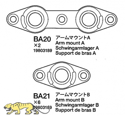 Suspension Arm mount A & B (BA20 x2 BA21 x6) - Tamiya M551 Sheridan - 1/16