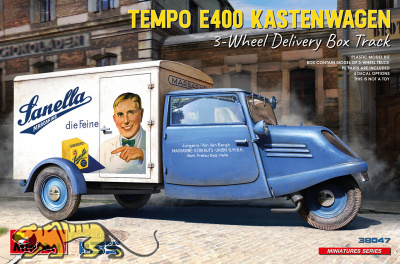 Tempo E400 Kastenwagen - 3 Wheel Delivery Box Track - 1/35