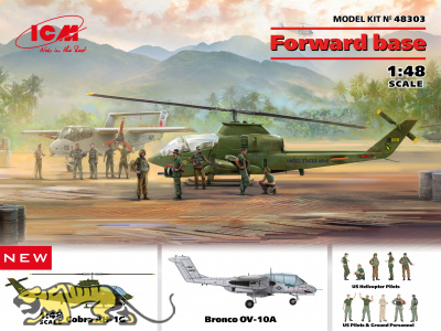 Forward Base - Vietnam - Cobra AH-1G + OV-10A Bronco + Pilots + Ground Personnel - 1:48