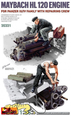 Maybach HL120 Motor für Panzer III / Panzer IV Familie mit Reparaturmannschaft - 1:35