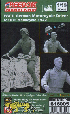 Motorradfahrer - WWII Deutscher Soldat - R75 Motorrad - Fahrer Figur - 1:16