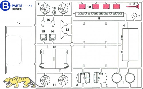 B Teile (B1-B18) für Tamiya Sherman Serie 56014 und 56032 1:16