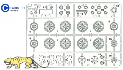 C Teile (C1-C15) für Tamiya Sherman Serie 56014 und 56032 1:16