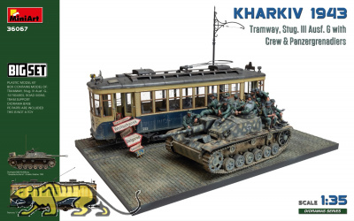 Kharkiv 1943 - Tram & StuG III Ausf. G with Crew and Panzergrenadiers - Big Set - Diorama - 1/35