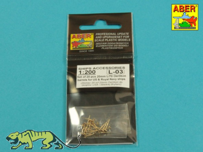 20mm L/70 Oerlikon barrels for US & Royal Navy Ships - 20 pcs. - 1/200