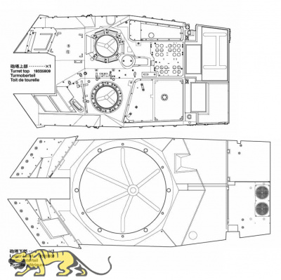 Turm Ober- und Unterteil für Tamiya Leopard 2A7V – 56046 / 56047 - 1:16
