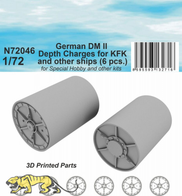Wasserbomben DM II - 6 Stück - für Special Hobby KFK und andere Schiffe - 1:72