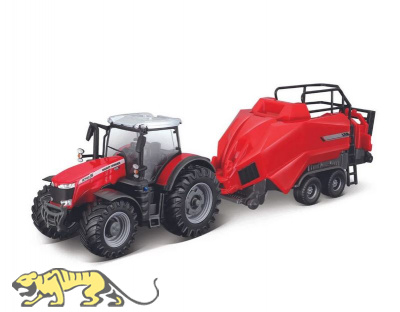 Massey Ferguson 8740S mit Ballenpresse - Die-Cast Fertigmodell - 1:50