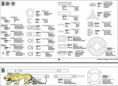 Metallteilebeutel B MB1 - MB29 für Tamiya Leopard 2A7V 56046 / 56047 - 1:16