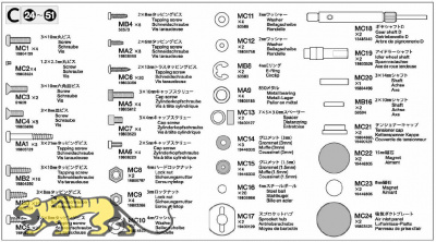 Metallteilebeutel C MC1 - MC24 für Tamiya Leopard 2A7V 56046 / 56047 - 1:16
