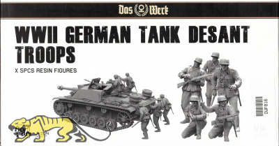 WWII German Tank Desant Troops - 5 Figures - 1/16