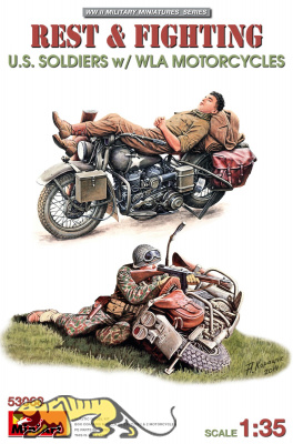 Rest & Fighting - US Soldiers with WLA Motorcycles - 1/35