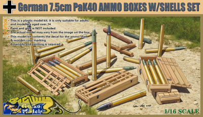 German 7,5cm Pak 40 Ammo Boxes with Shells - 1/16