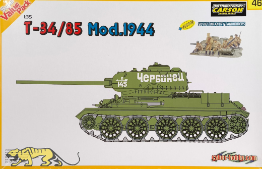 T-34/85 Mod. 1944 + Soviet Infantry Tank Riders - Rarität - 1:35