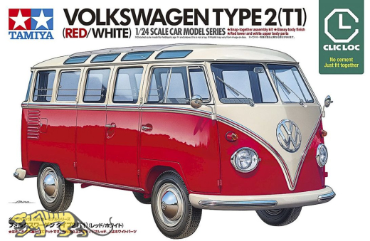 Volkswagen Typ 2 (T1) - Samba - rot/weiß – Clic Loc - 1:24