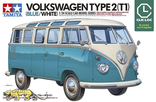 Volkswagen Typ 2 (T1) - Samba - blau/weiß – Clic Loc - 1:24