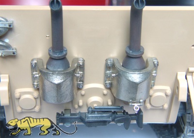 Neusilber Auspuff- Panzerschutz für Tamiya Königstiger 1:16 #2
