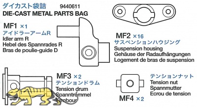 Die-Cast Metal Parts Bag (MF1 x1, MF2 x16, MF3 x2, MF4x 2) - 56022, 56
