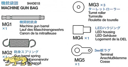 Machine Gun Bag (MG1 x1, MG2 x2, MG3 x3, MG4 x1, MG5x1) 56022
