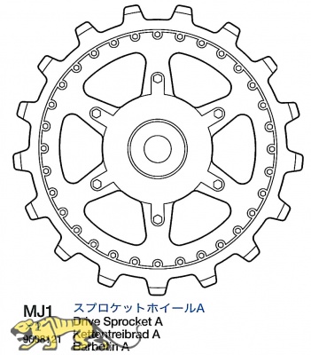 Drive Sprocket A (MJ1 x2) for Tamiya 56022 and 56024 1:16