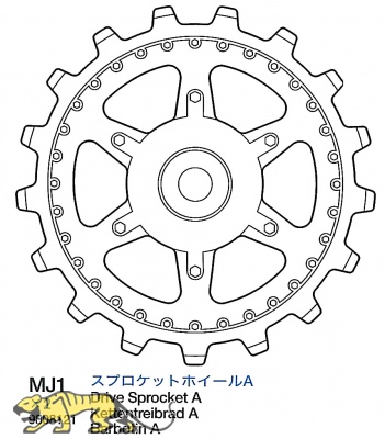 Kettentreibrad A (MJ1 x2) für Tamiya 56022 und 56024 1:16