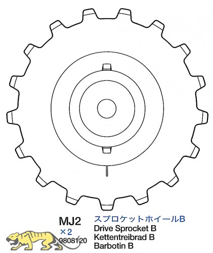 Kettentreibrad B (MJ2 x2) für Tamiya 56022 und 56024 1:16