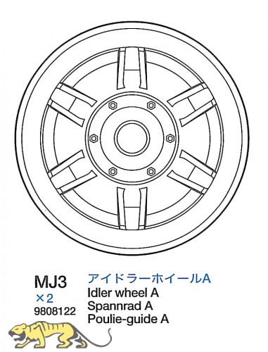 Idler Wheel A (MJ3 x2) for Tamiya 56022 and 56024 1:16