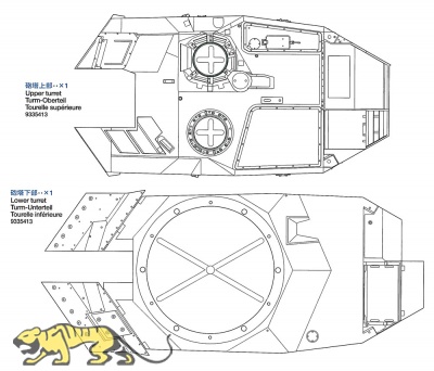 Turm Ober- und Unterteil für Tamiya Leopard 2A6 (56020) 1:16