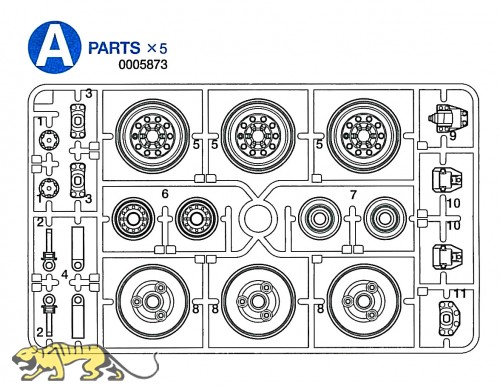 A Parts (A1-A11) for Tamiya M26 Pershing (56016) 1:16