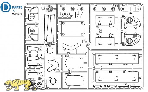 D Parts (D1-D32) for Tamiya M26 Pershing (56016) 1:16