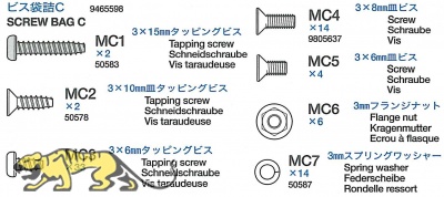 Schraubenbeutel C (MC1-MC7) für Tamiya M26 Pershing (56016)